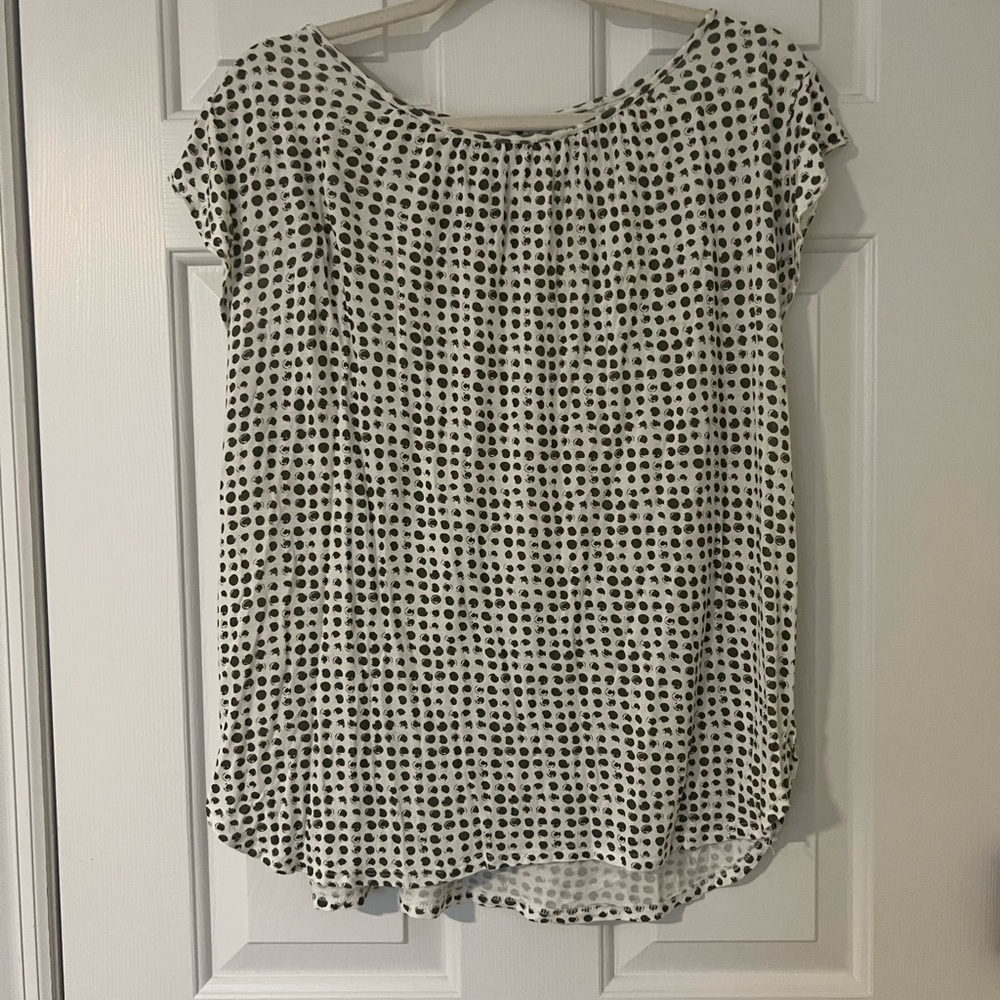 LOFT Black and White Polka Dot Top